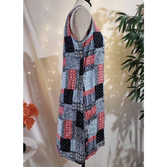 Villiager Sport Liz Claiborne VTG Y2K Patchwork Bandana Dress Womens Size LP - Picture 4 of 11